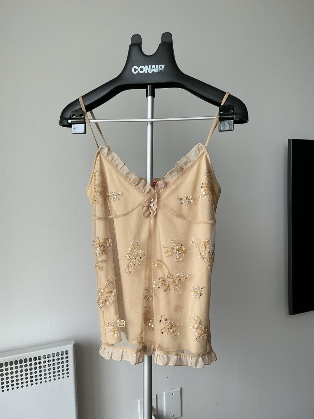 Beaded Beige Spaghetti-Strap Cami Top - Picture 1 of 3